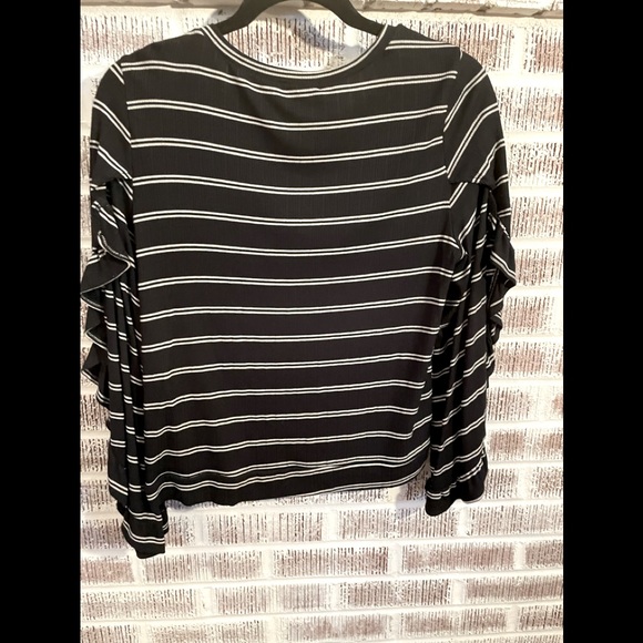 Vintage Havana Striped Top Ruffle Slit Sleeve Sz M - Picture 6 of 6